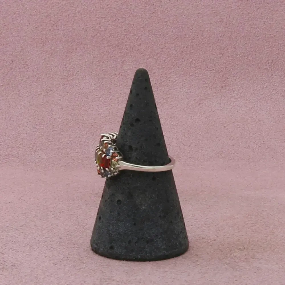 sterling silver multi colored topaz ring size 6